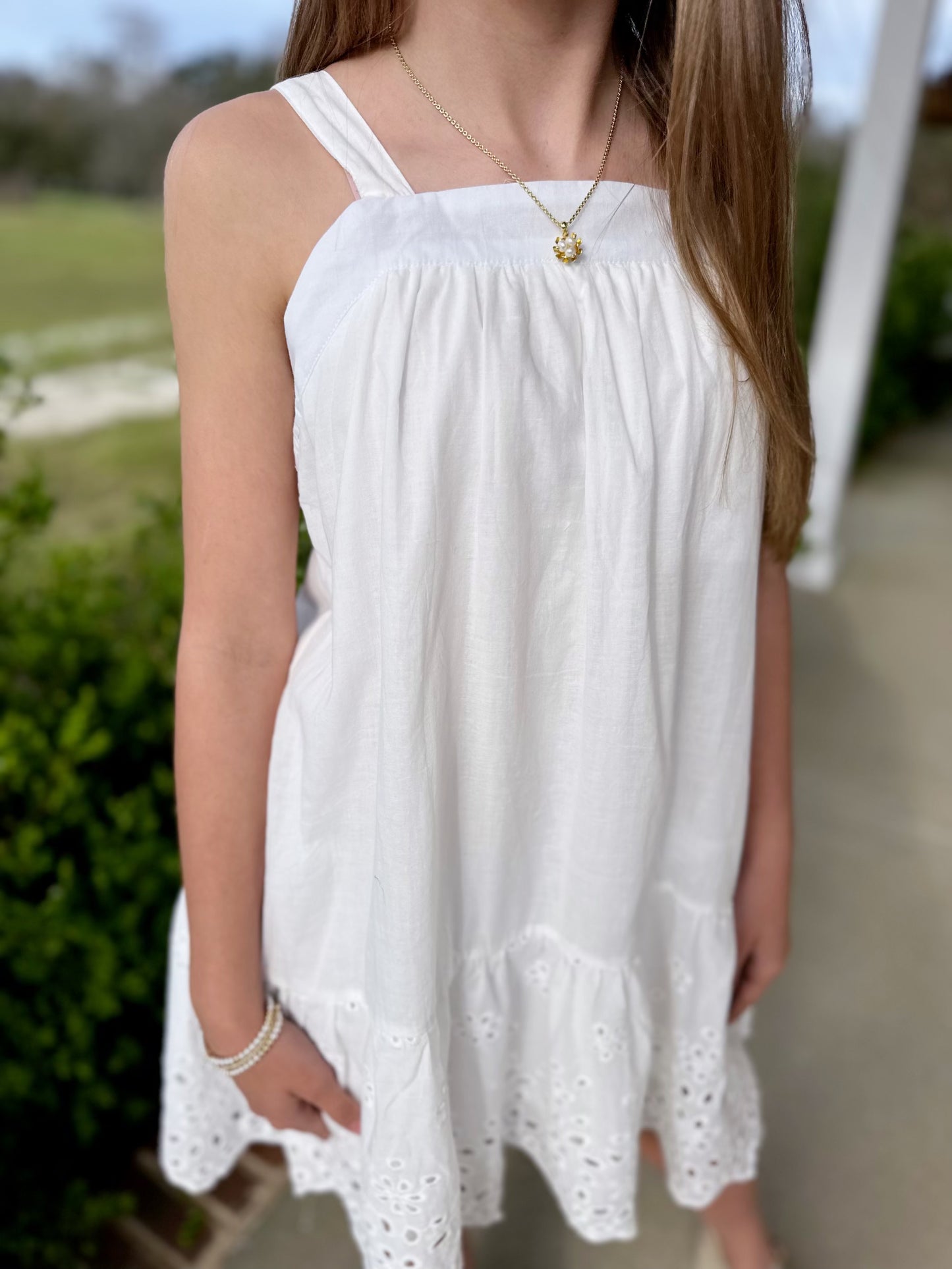 Scalloped Eyelet Hem Tank Dress