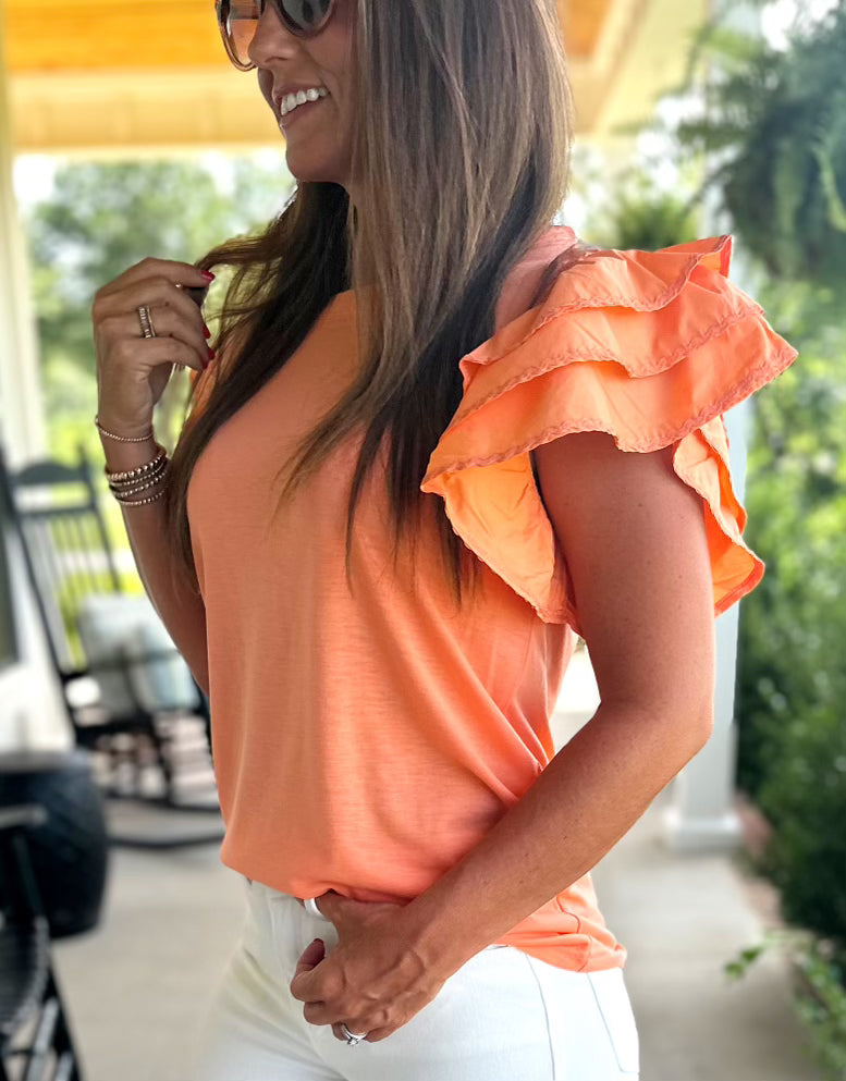 Apricot Ruffle Shoulder stop