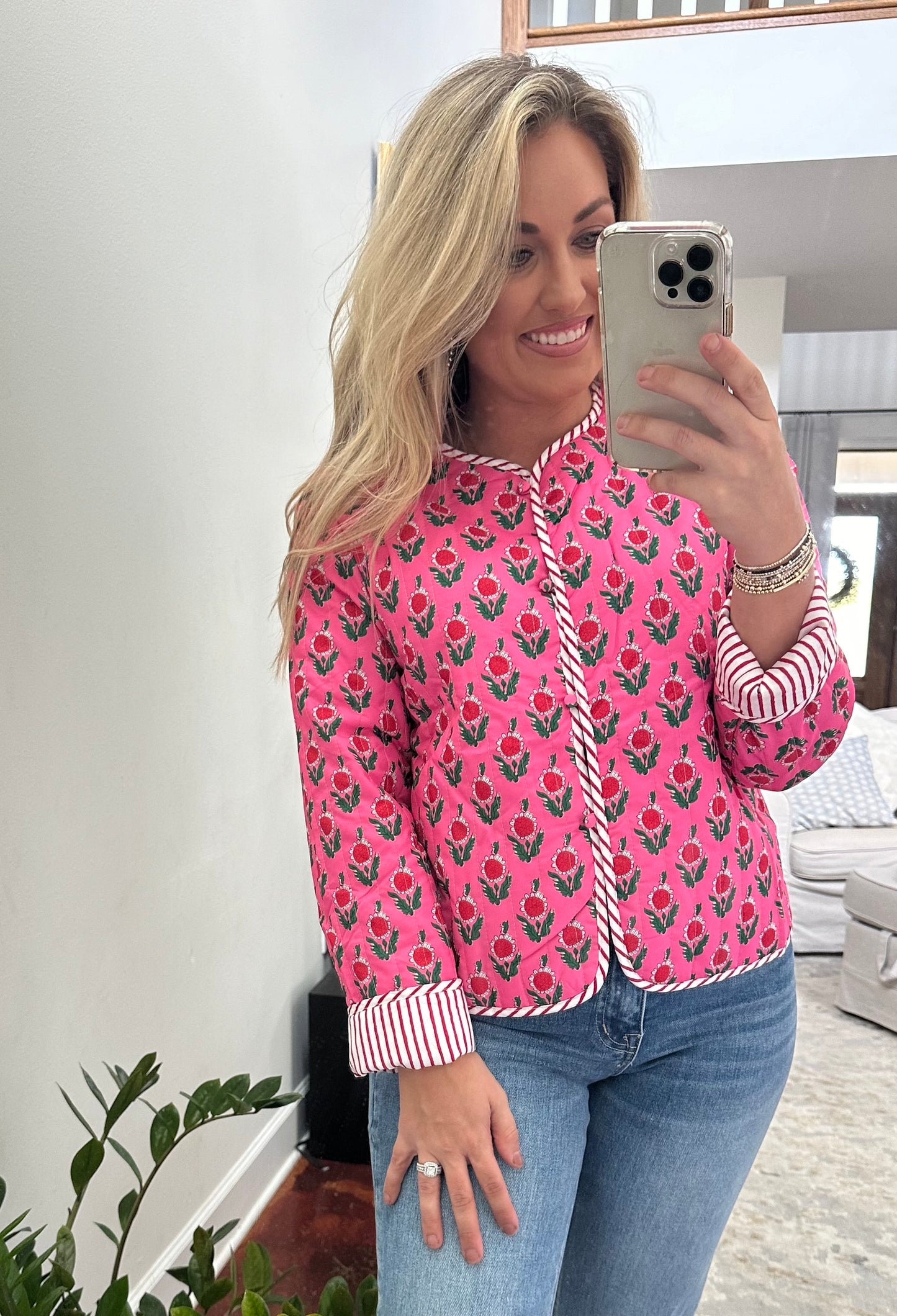 Pink Flower Quilt Jacket