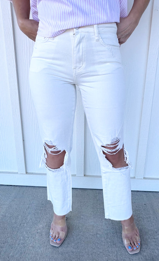 High Rise Crop Straight Leg