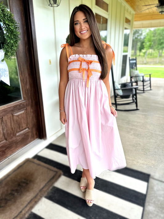 Pink/Orange Bow Tie Midi