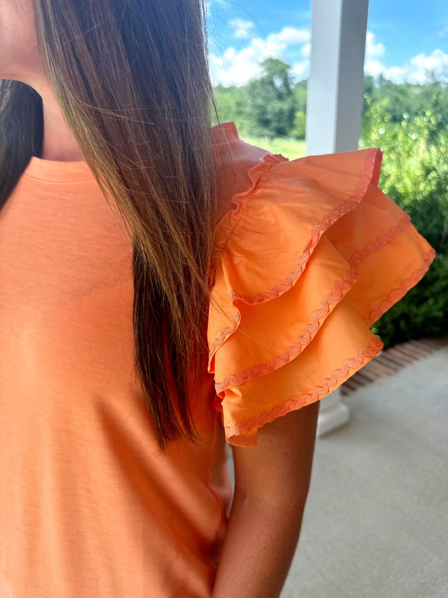 Apricot Ruffle Shoulder stop