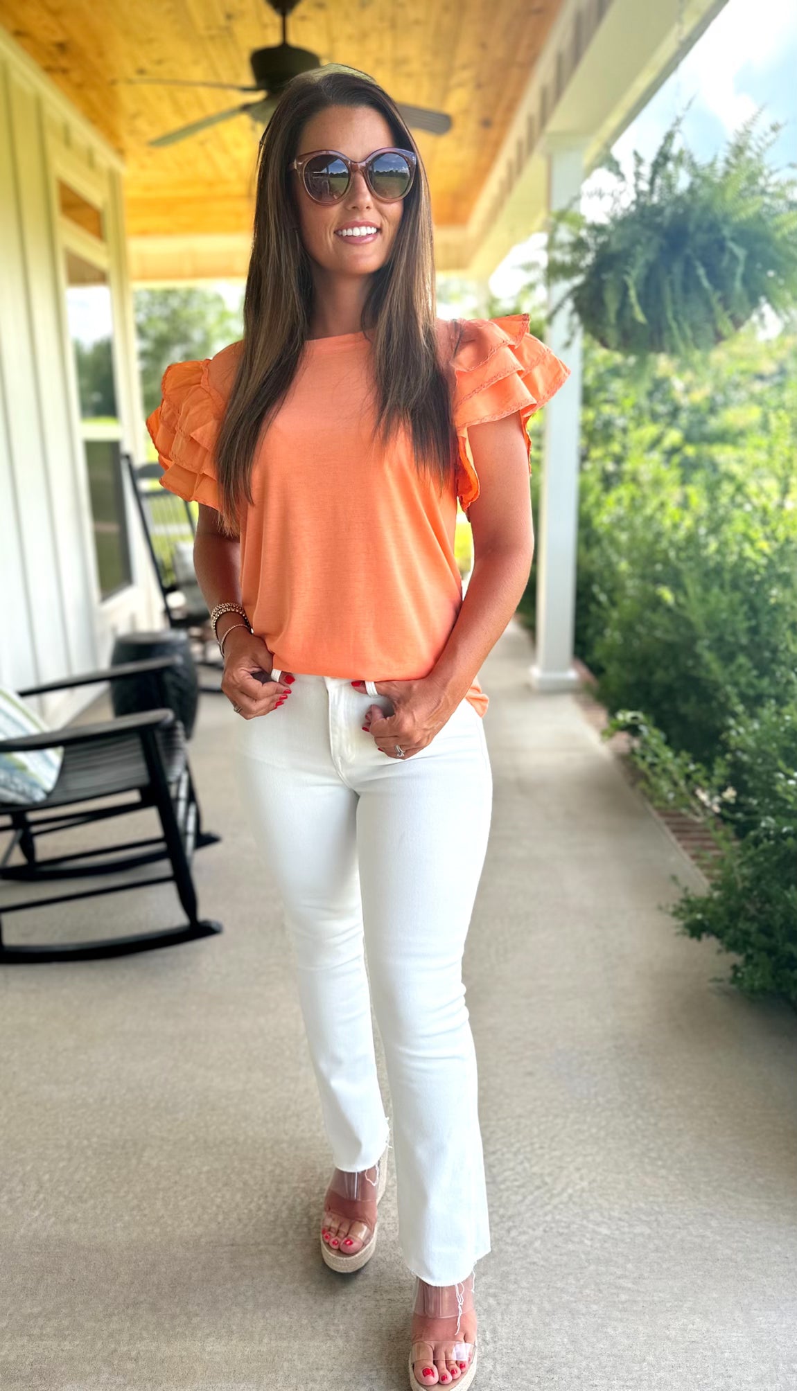 Apricot Ruffle Shoulder stop