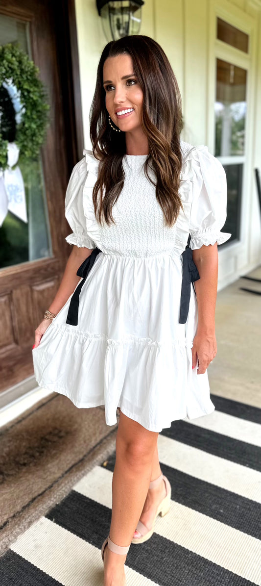 White Side Tie Dress