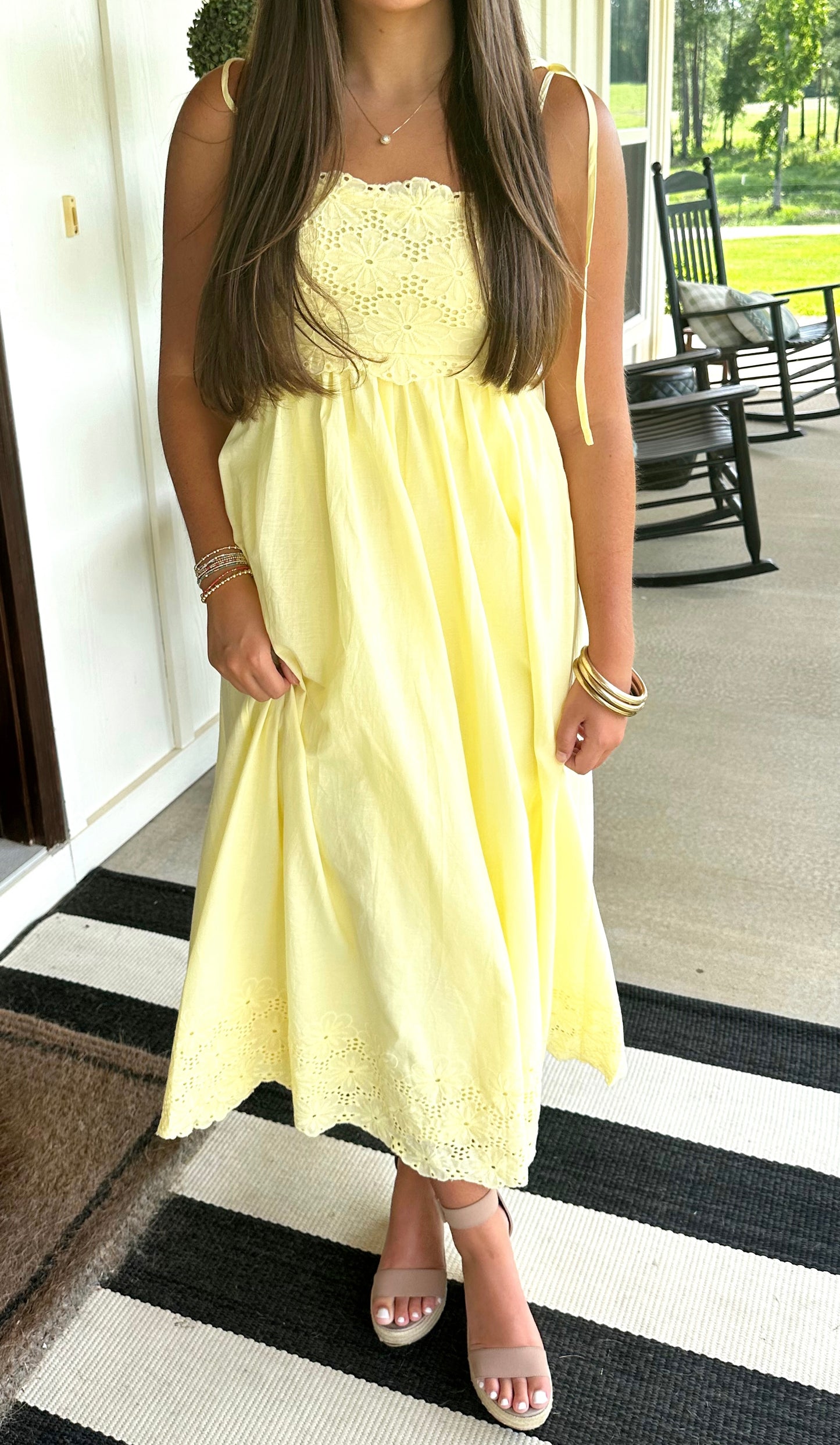 Yellow Eyelet Maxi Dress