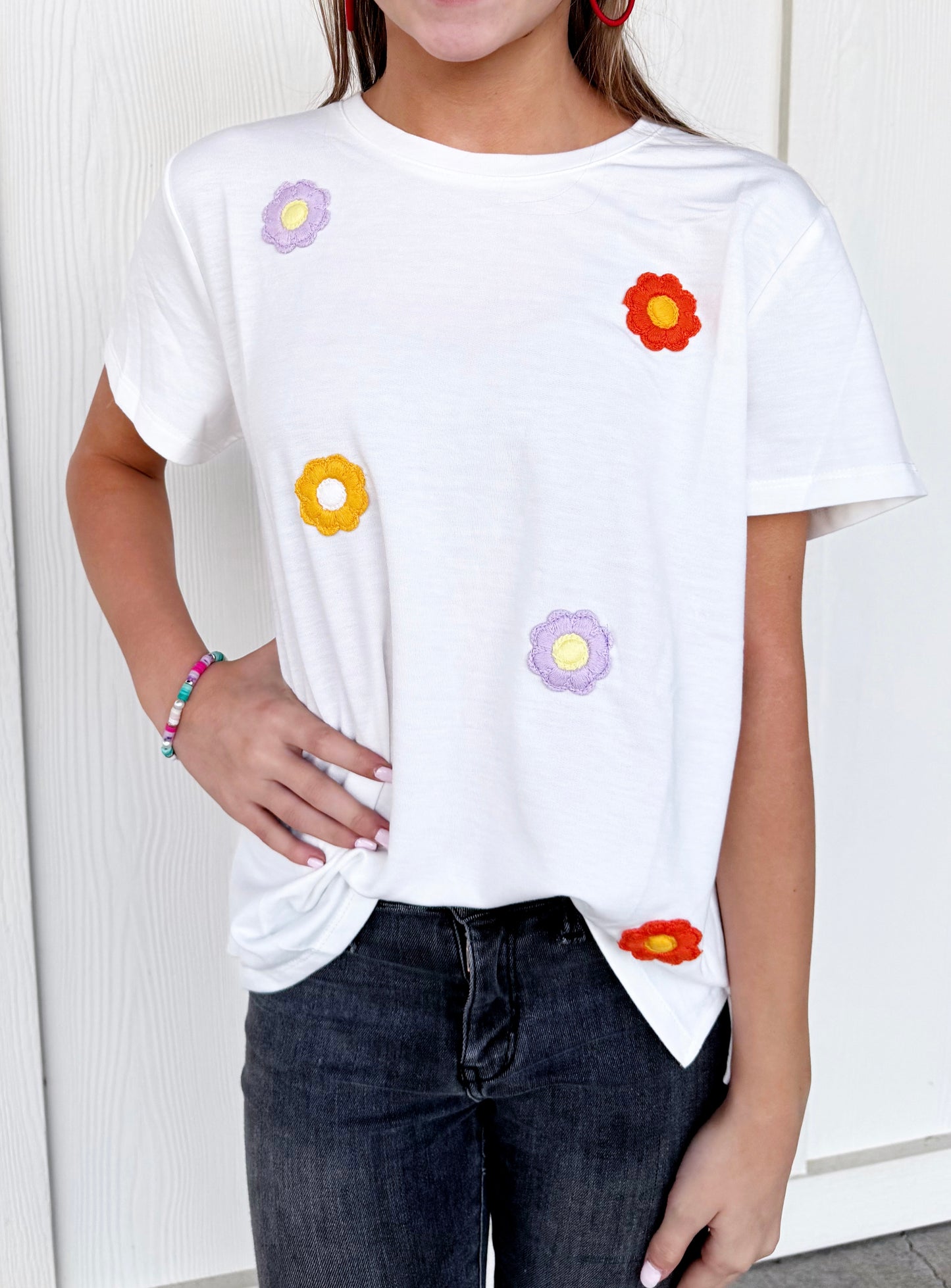 Multi Floral Patched Knit Tee