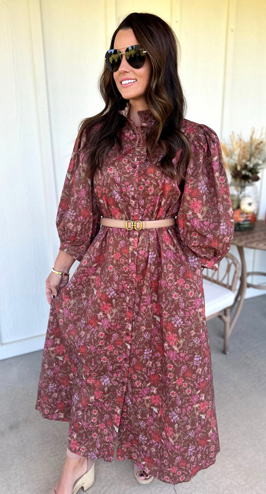 Floral Poplin Midi Dress