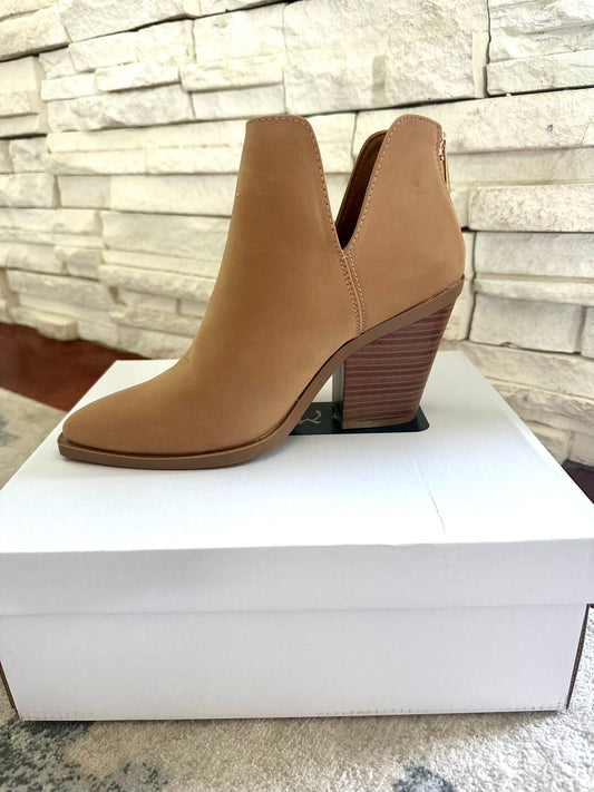 Camel Side Cut Out Western Bootie