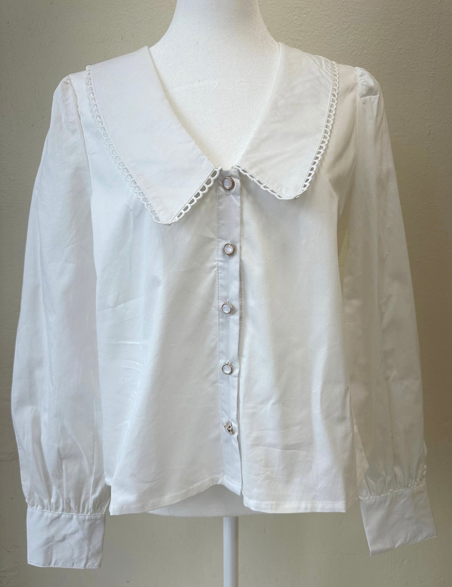 White V-Neck Collar Top