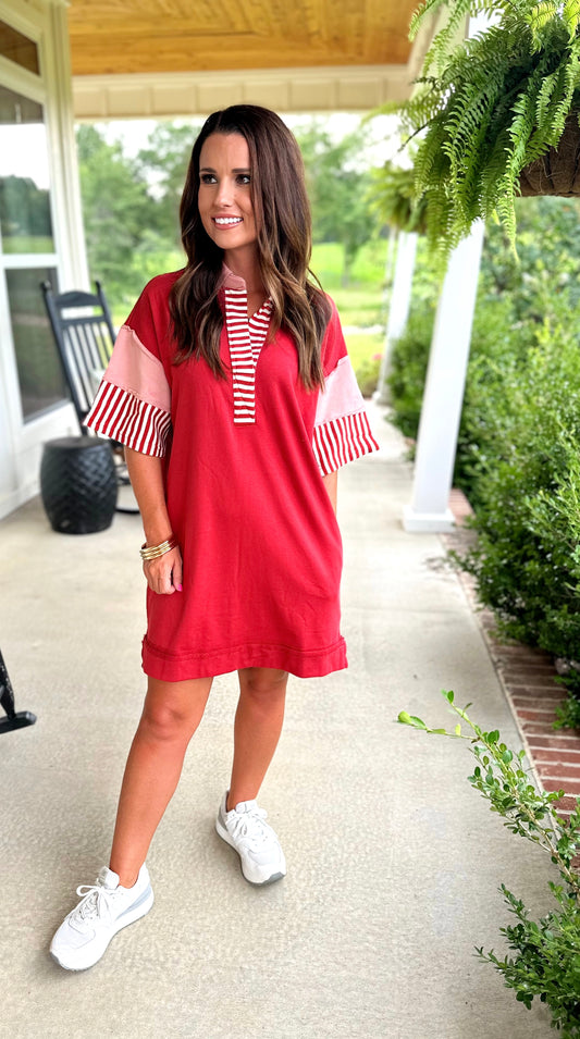 Red/White Shirt Dress