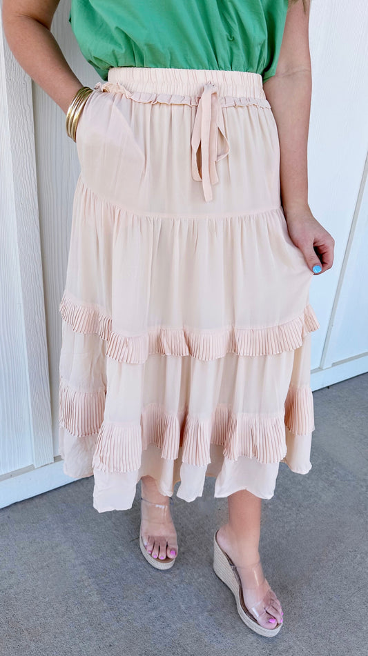 Peach Cream Tiered Skirt