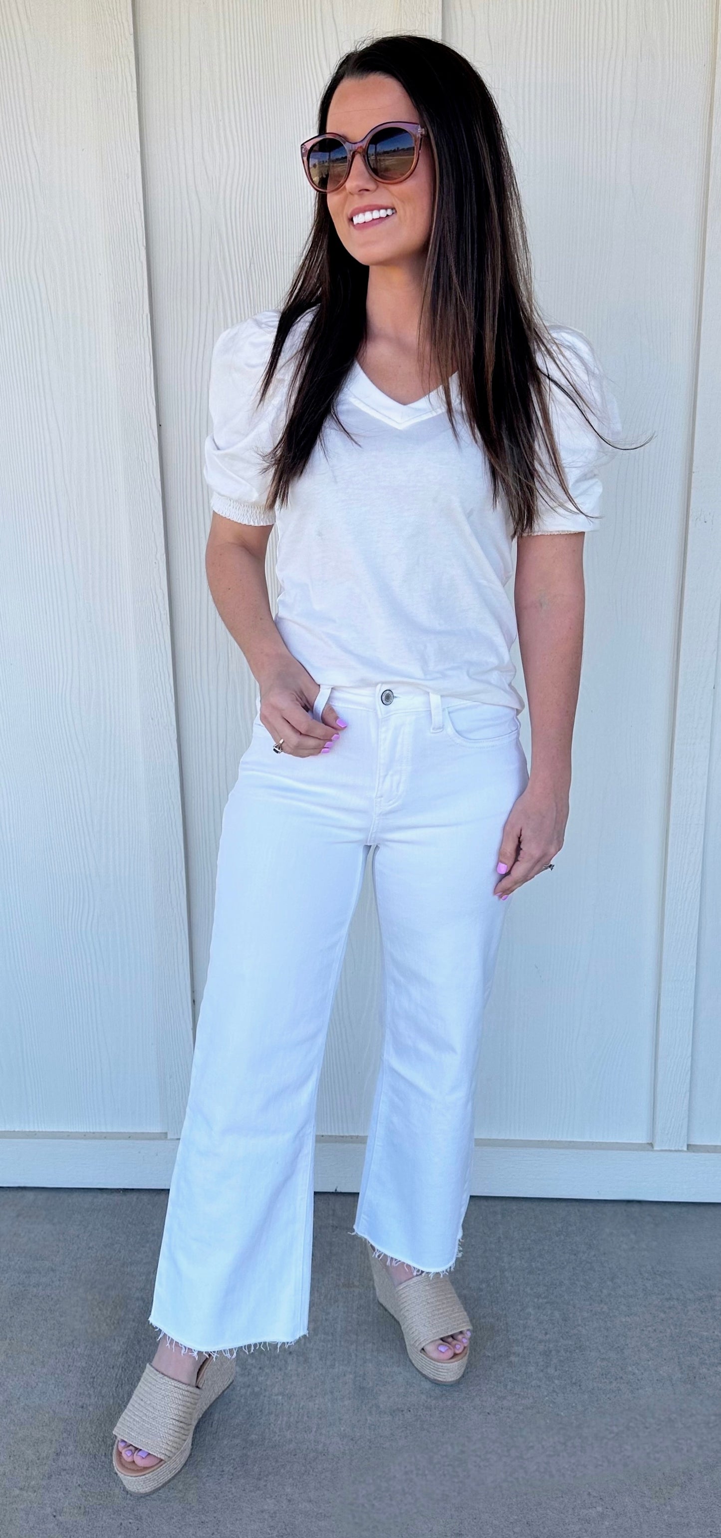 Optic White Wide Leg Jeans