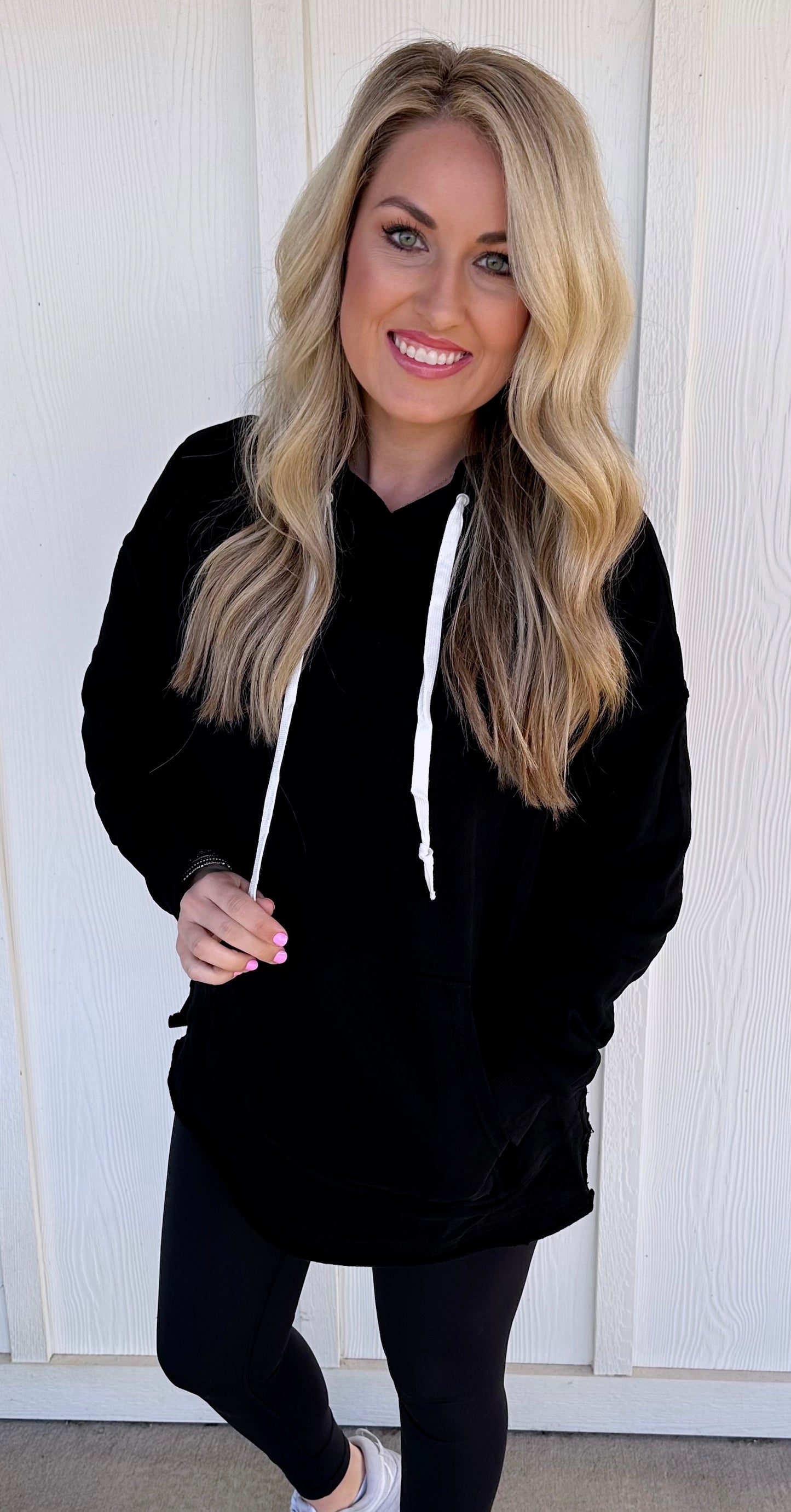 Black Brushed Sweatshirt Hoodie