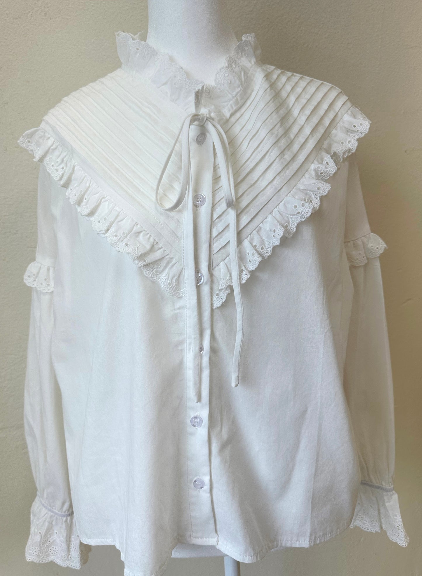 White Lace Tie Neck Top