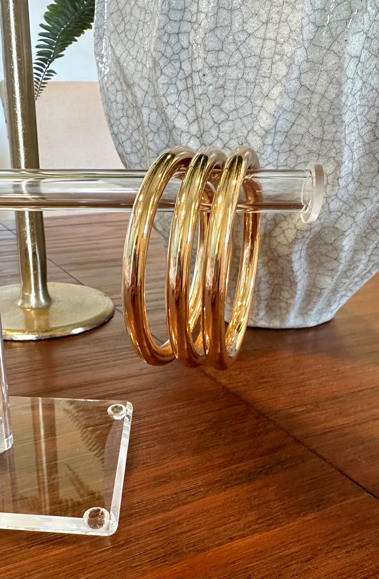 3 Row Shiny Gold Bangles