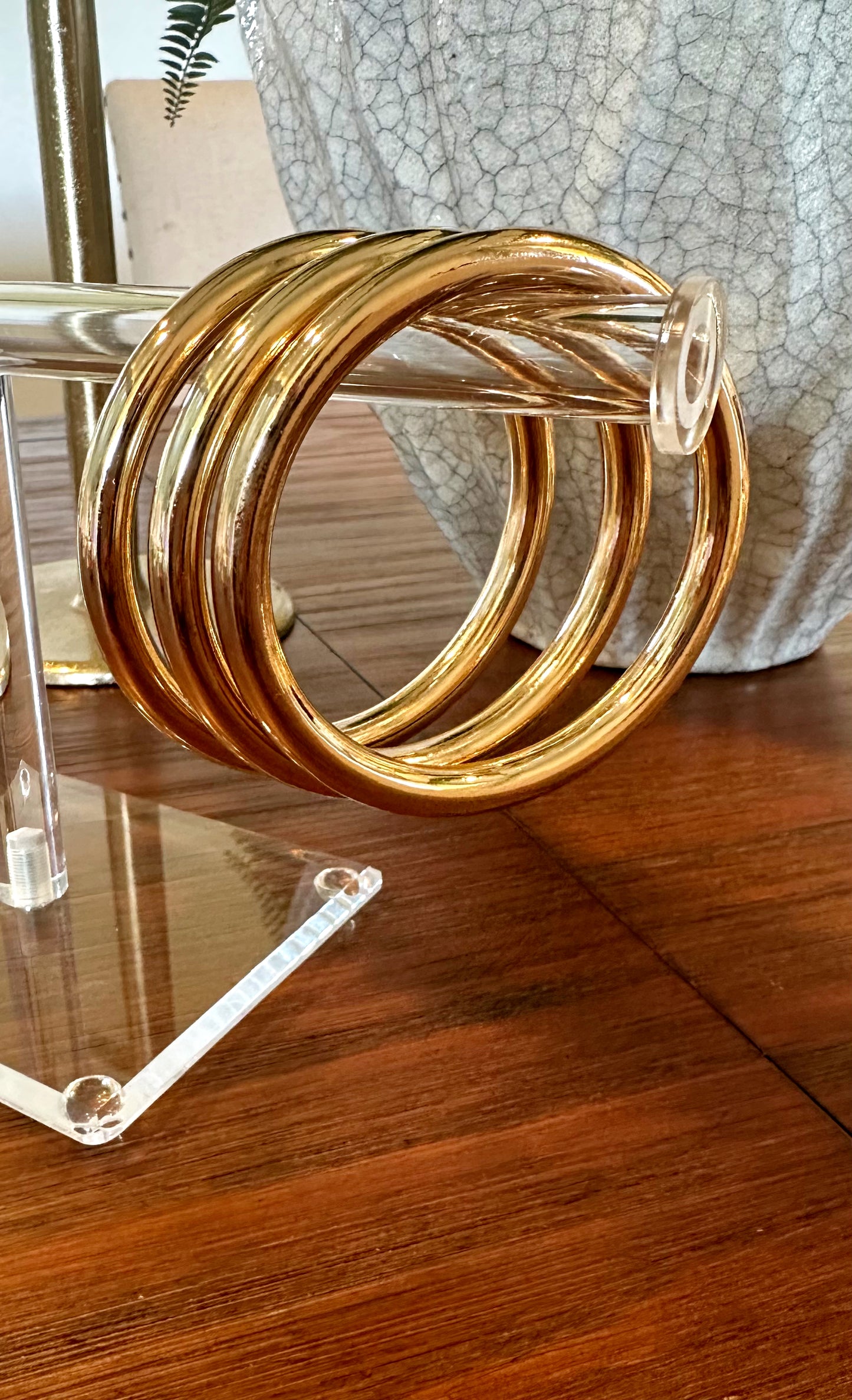 3 Row Shiny Gold Bangles