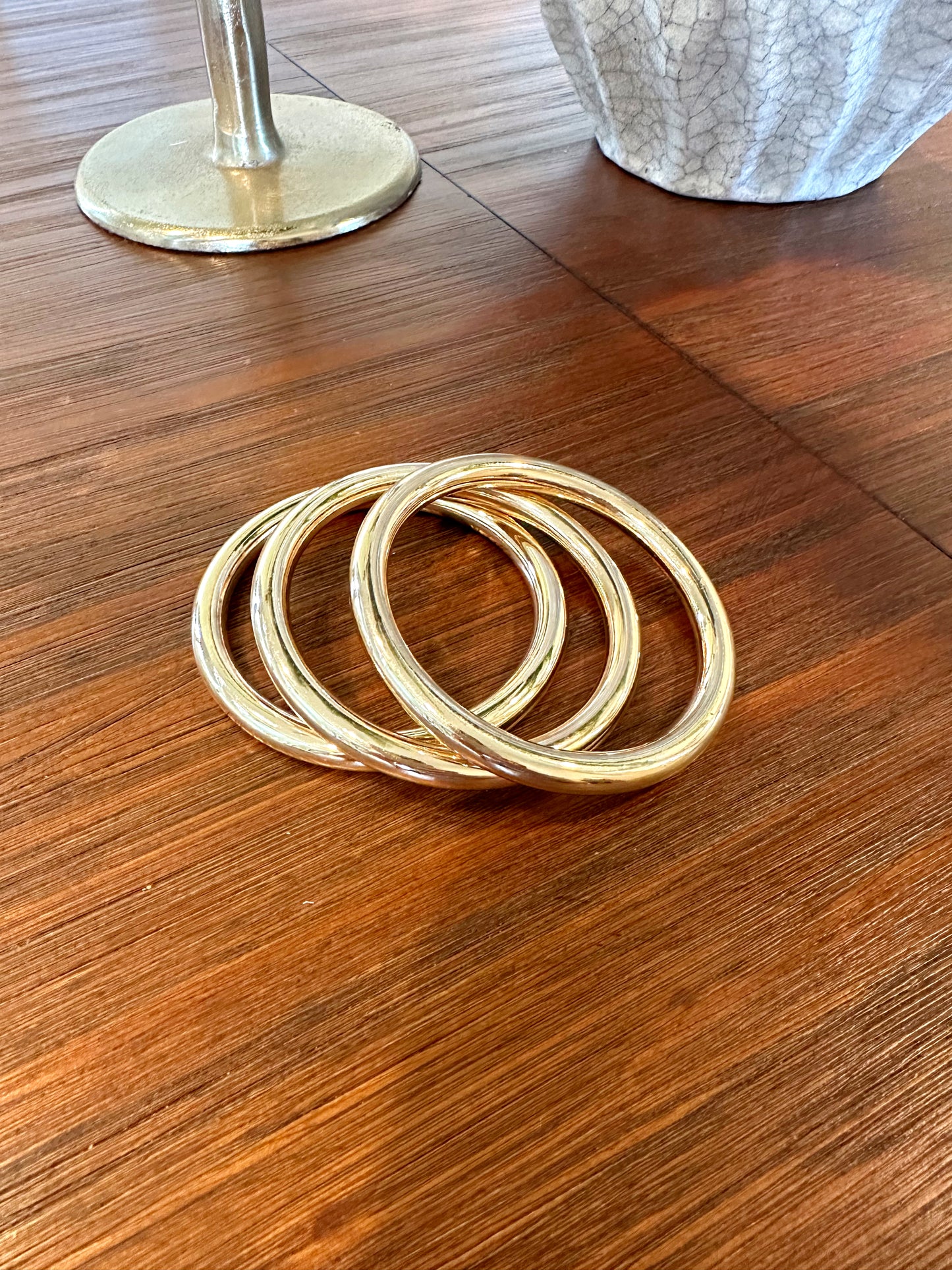 3 Row Shiny Gold Bangles