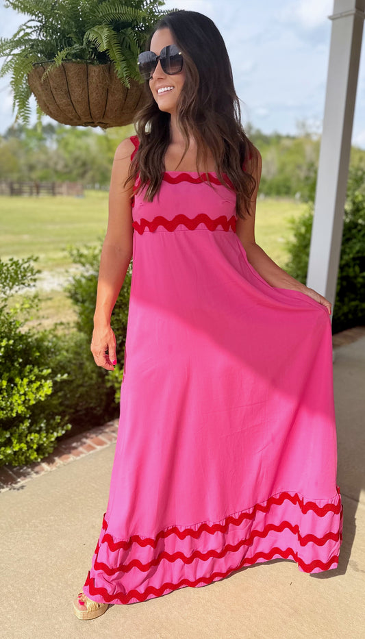 Pink Ric Rac Maxi Dress