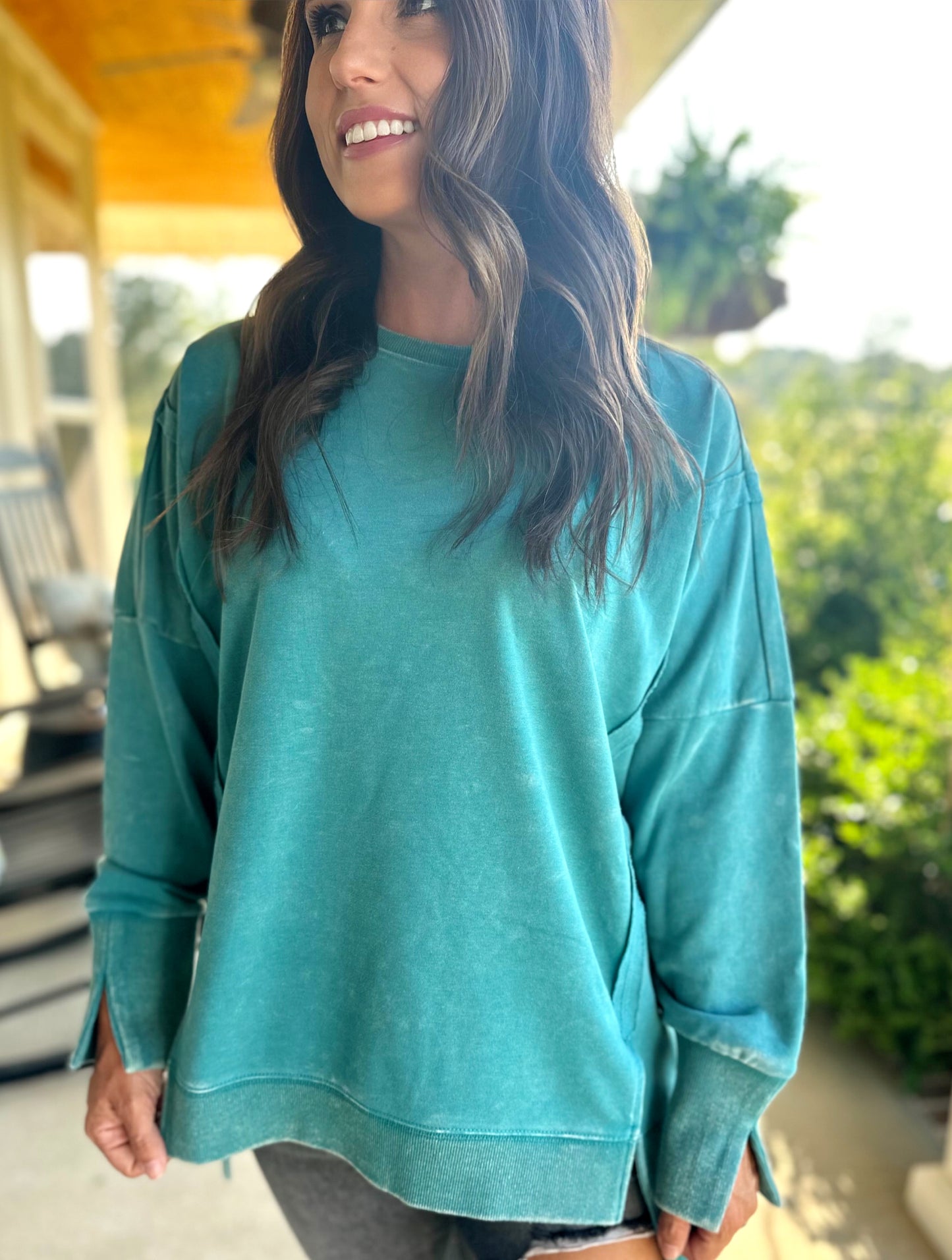 Teal Wash Pullover