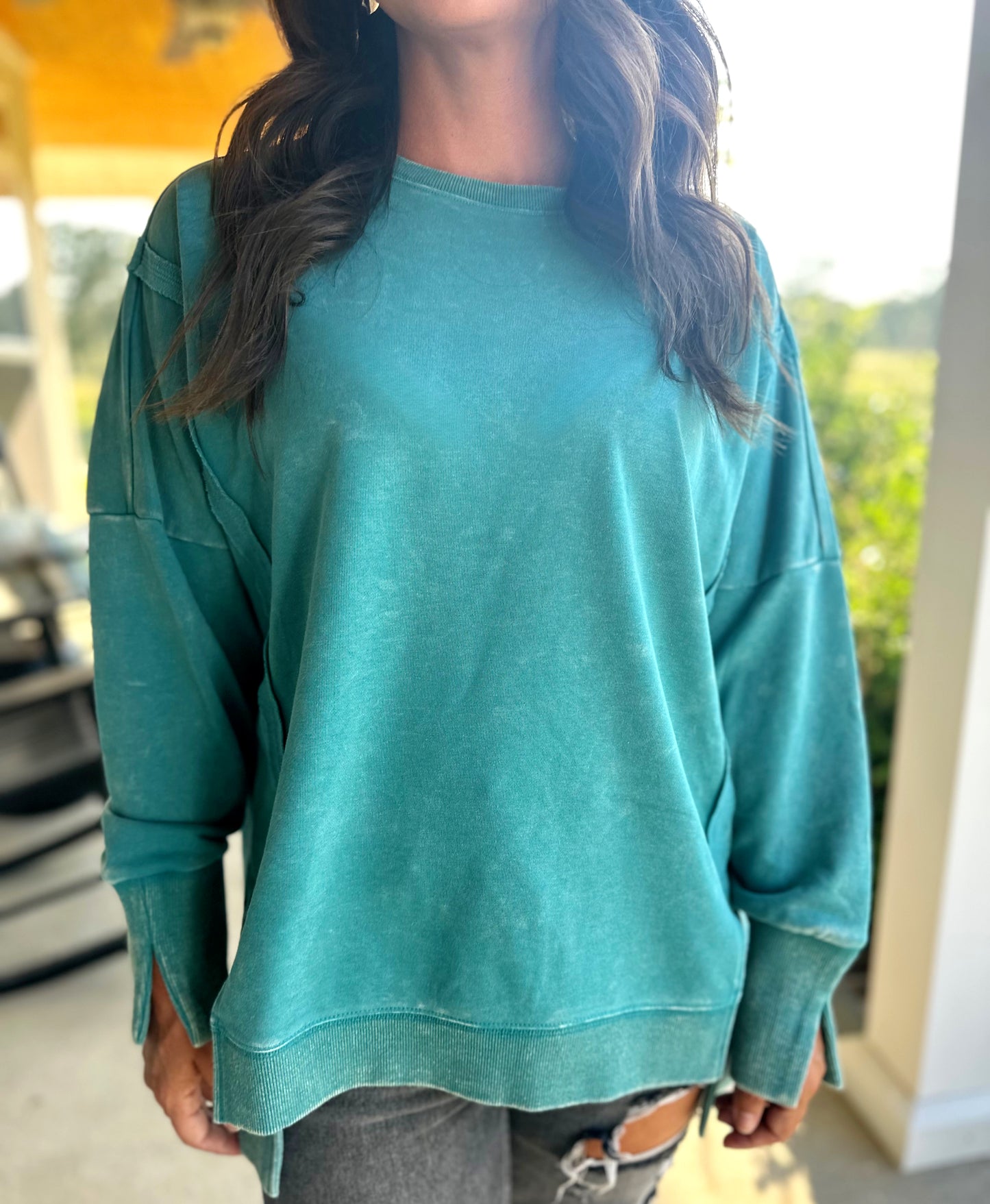 Teal Wash Pullover