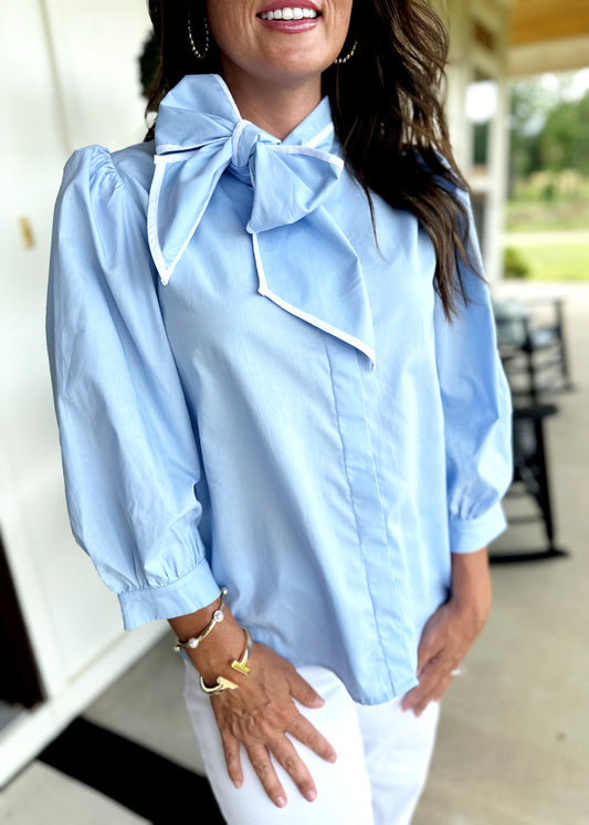 Blue Bow Tie Top