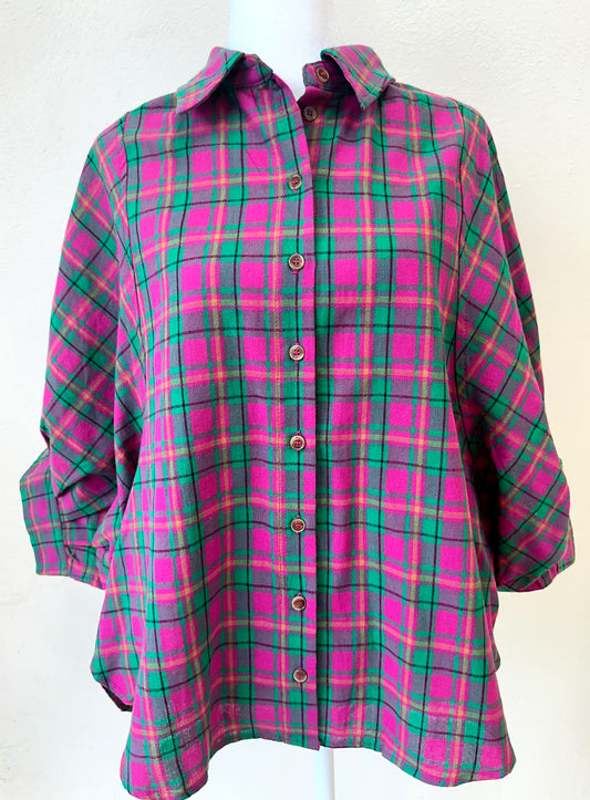 Magenta Plaid Button Down