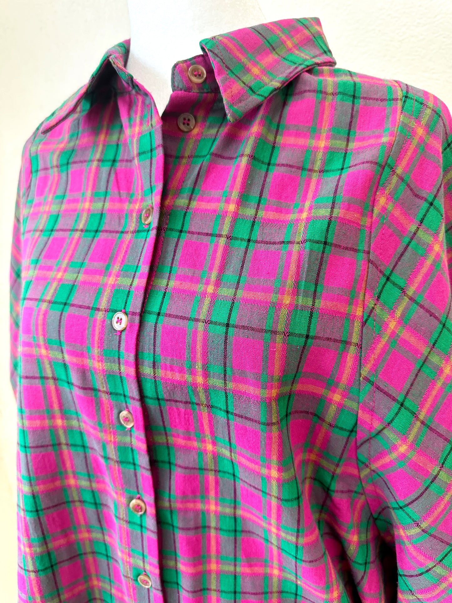 Magenta Plaid Button Down