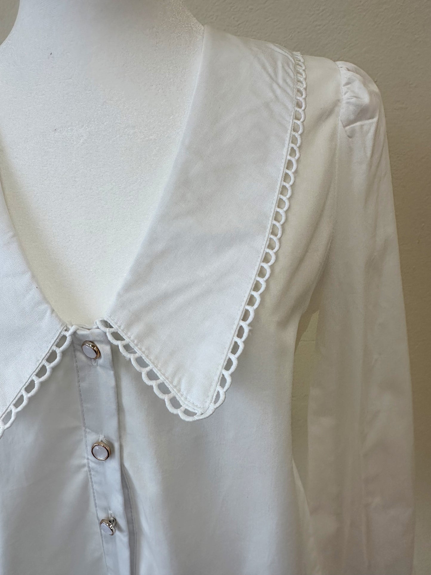 White V-Neck Collar Top