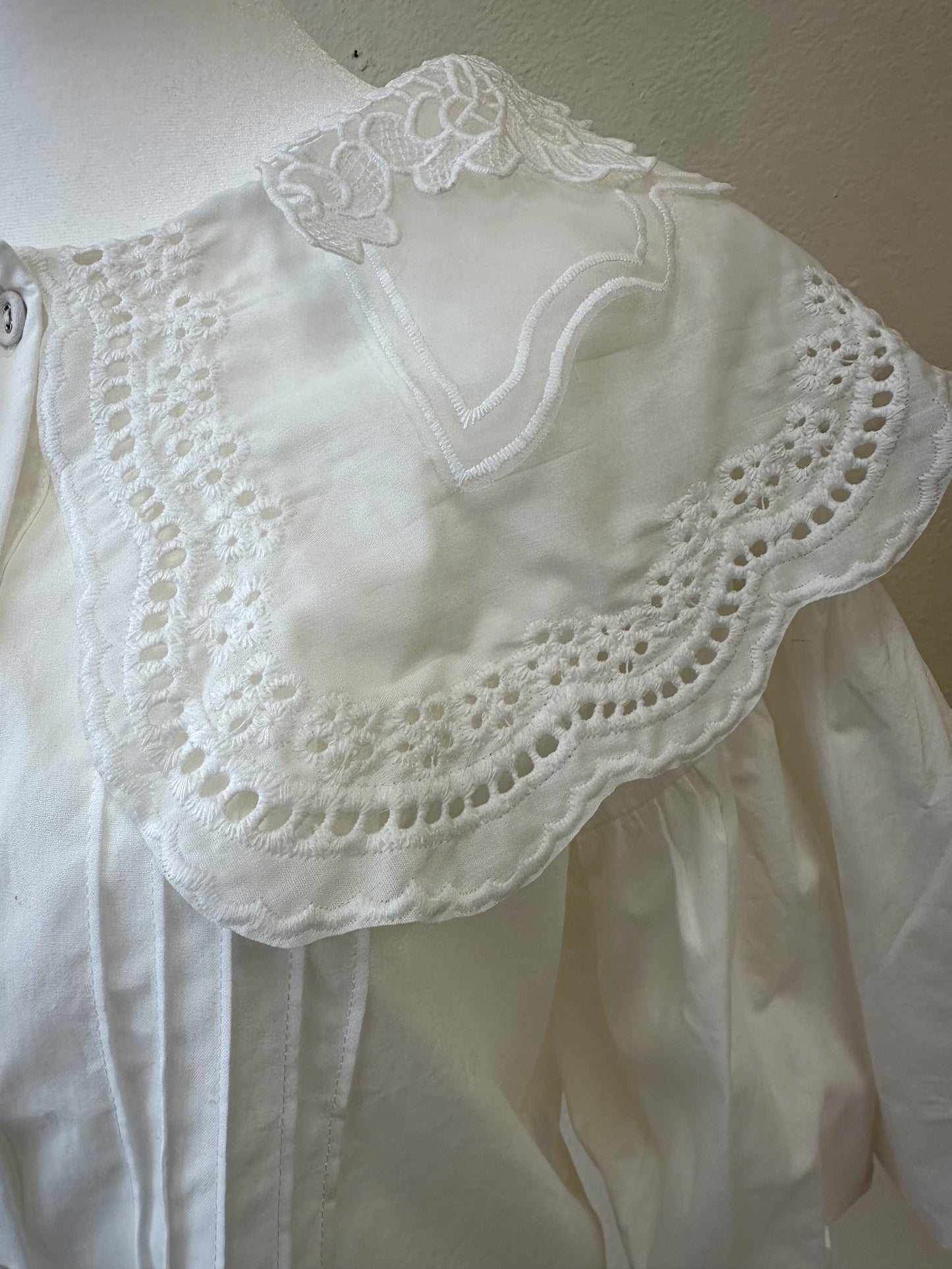 White Lace Oversized Collar Top