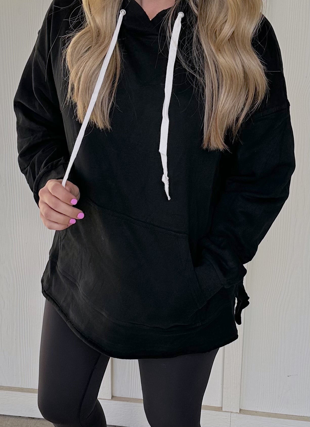 Black Brushed Sweatshirt Hoodie