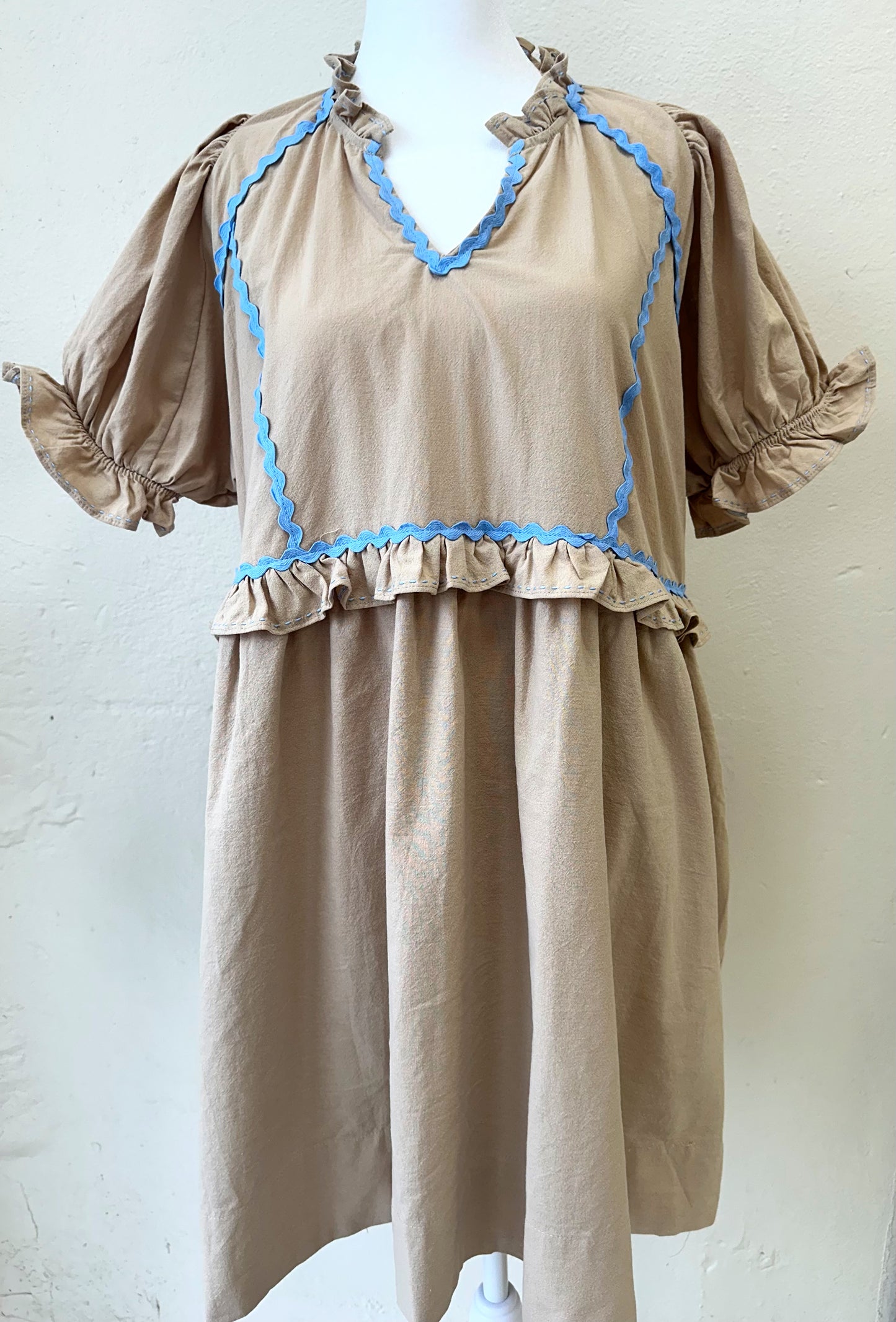 Taupe/Blue Ric Rac Dress