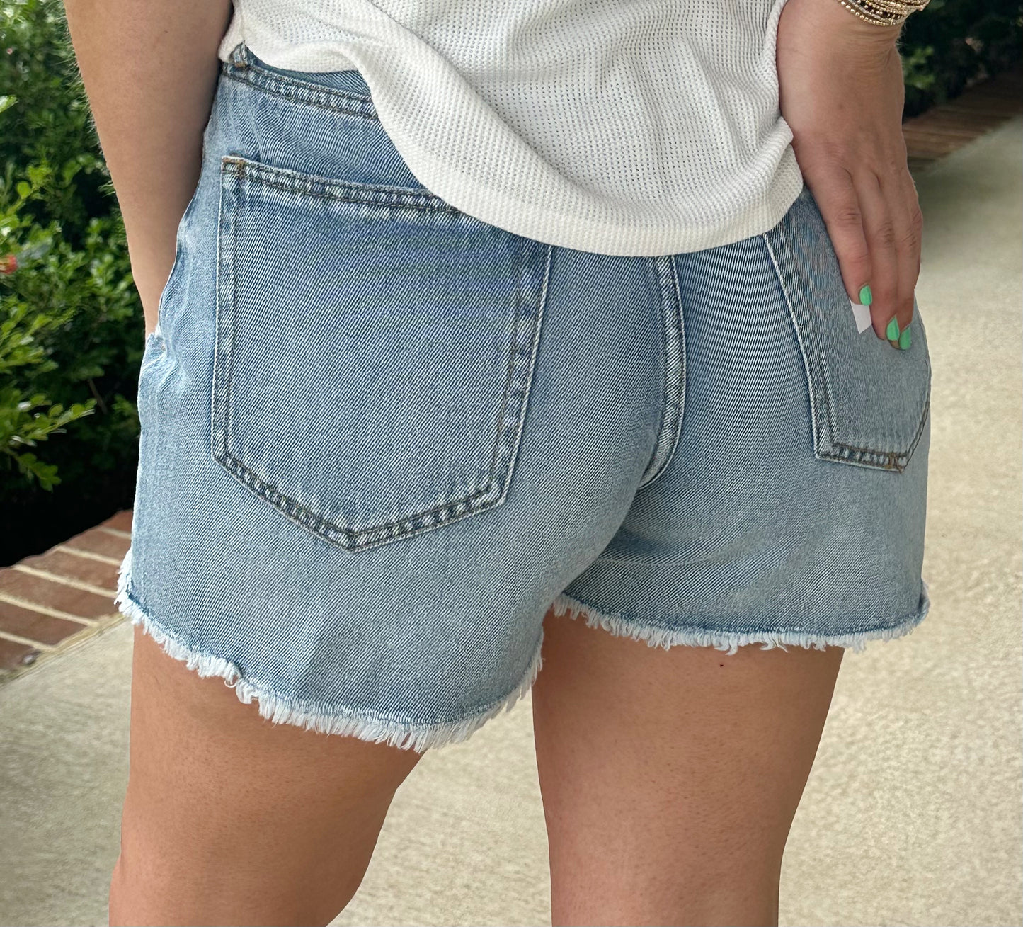 Light Denim High Rise Mom Short