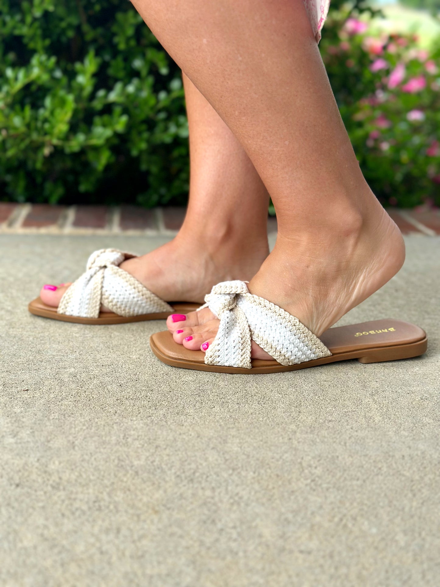 Crochet Knotted Beige Slide