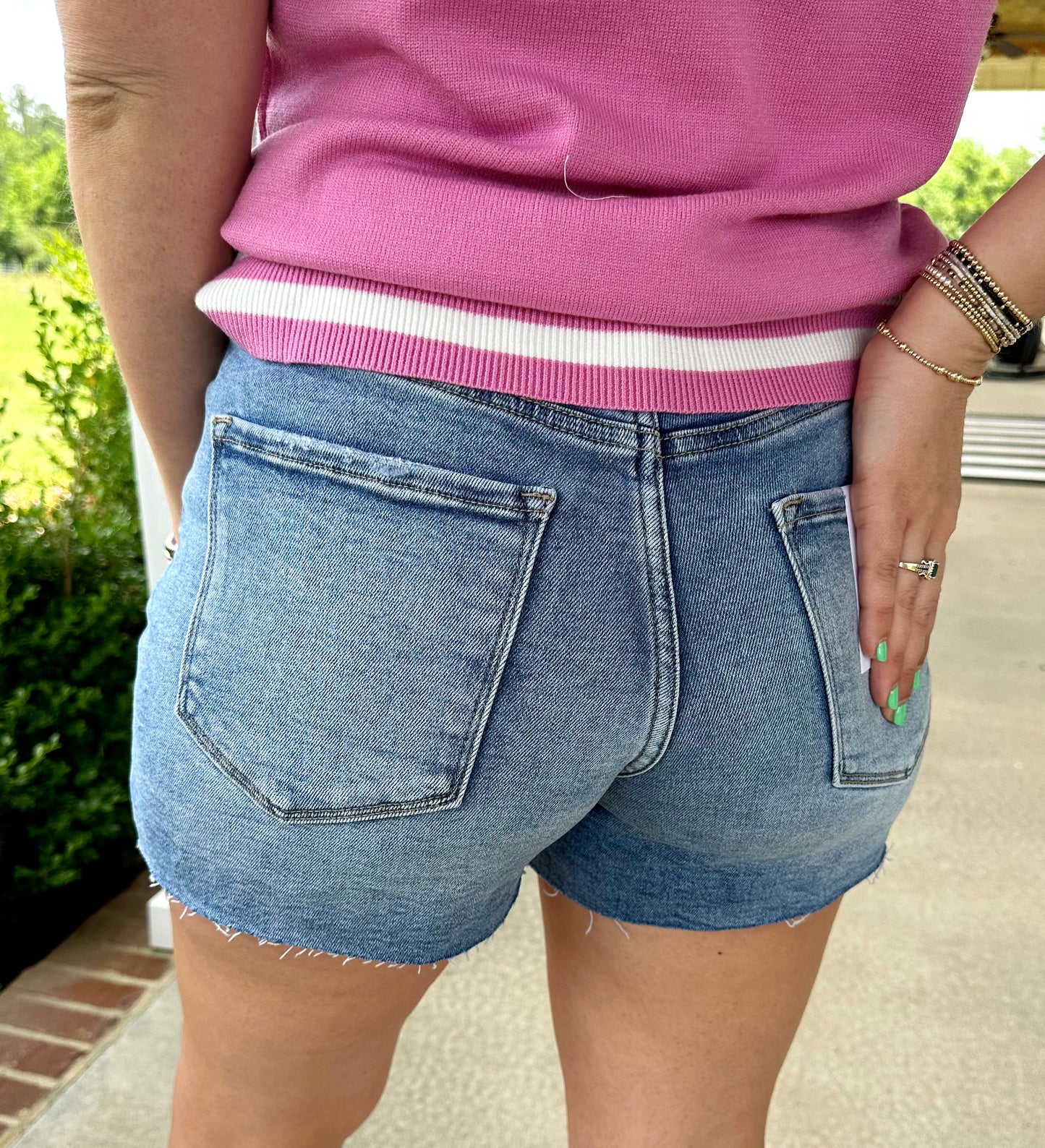 Criss Cross Denim Shorts