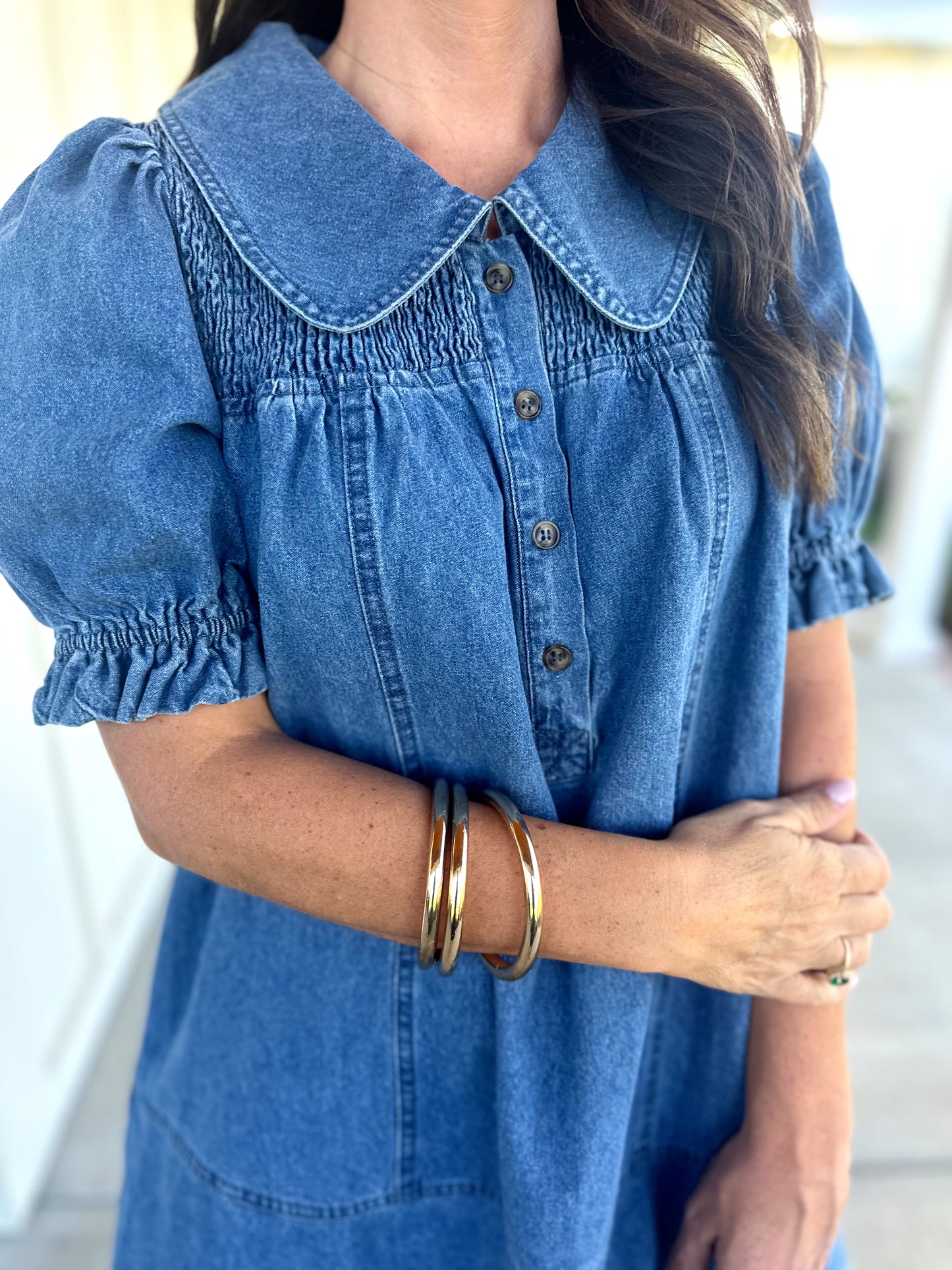 Denim Short Puff Sleeve Dress