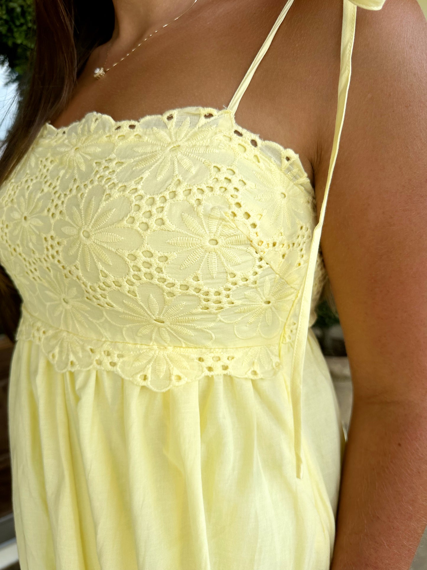 Yellow Eyelet Maxi Dress