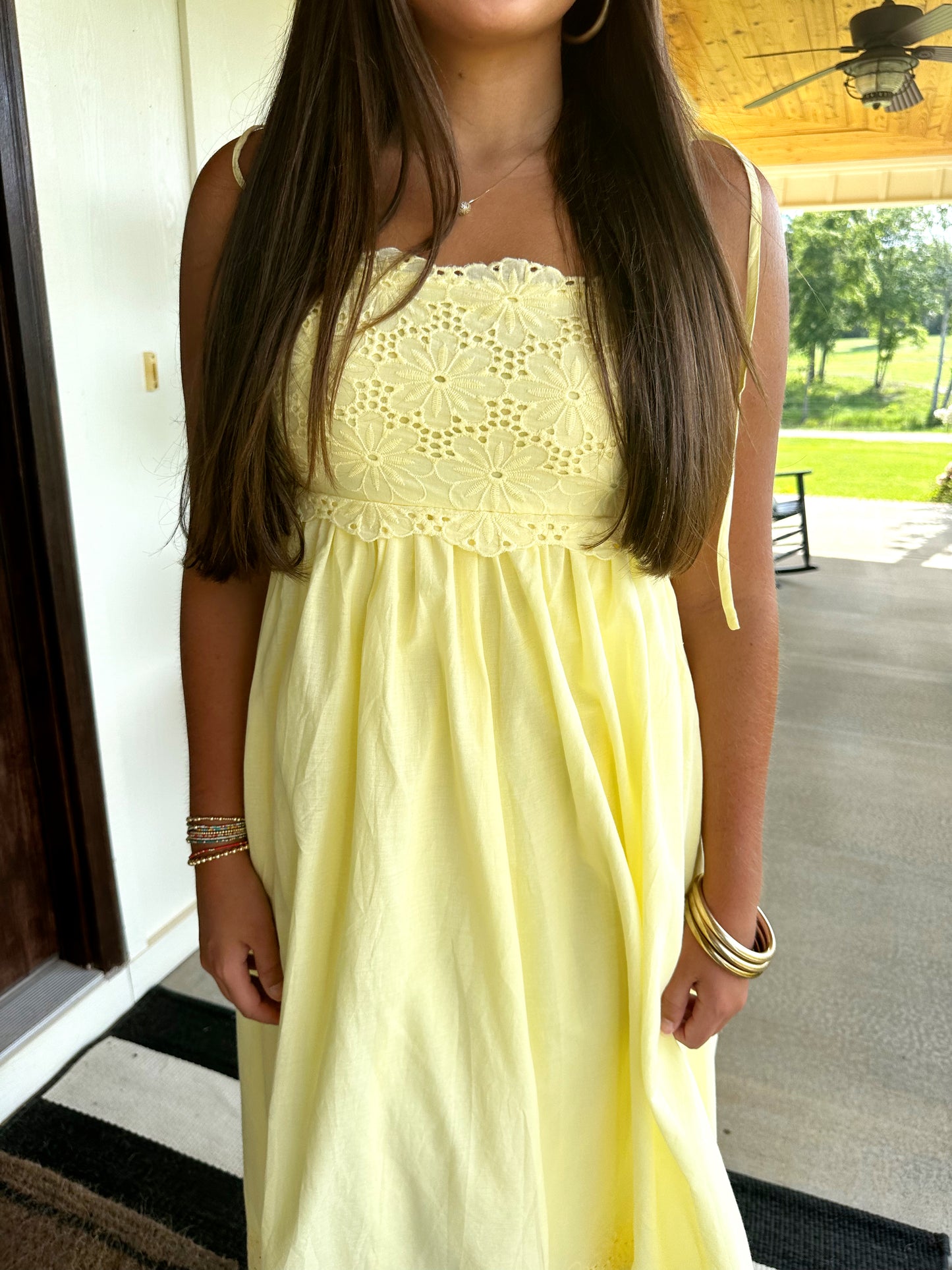 Yellow Eyelet Maxi Dress