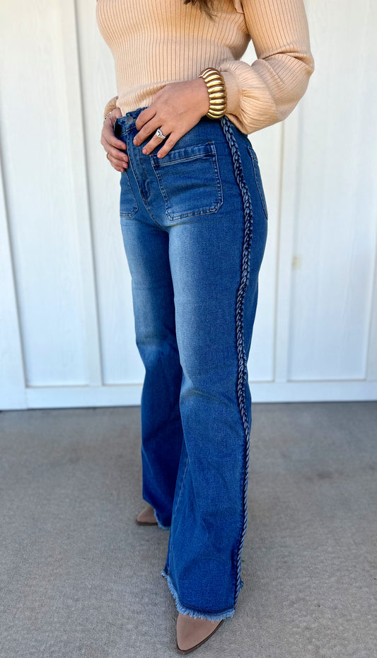 Mid Rise Straight Leg Denim