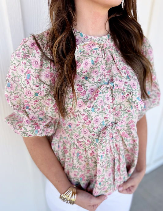 Front Tie Floral Shirt