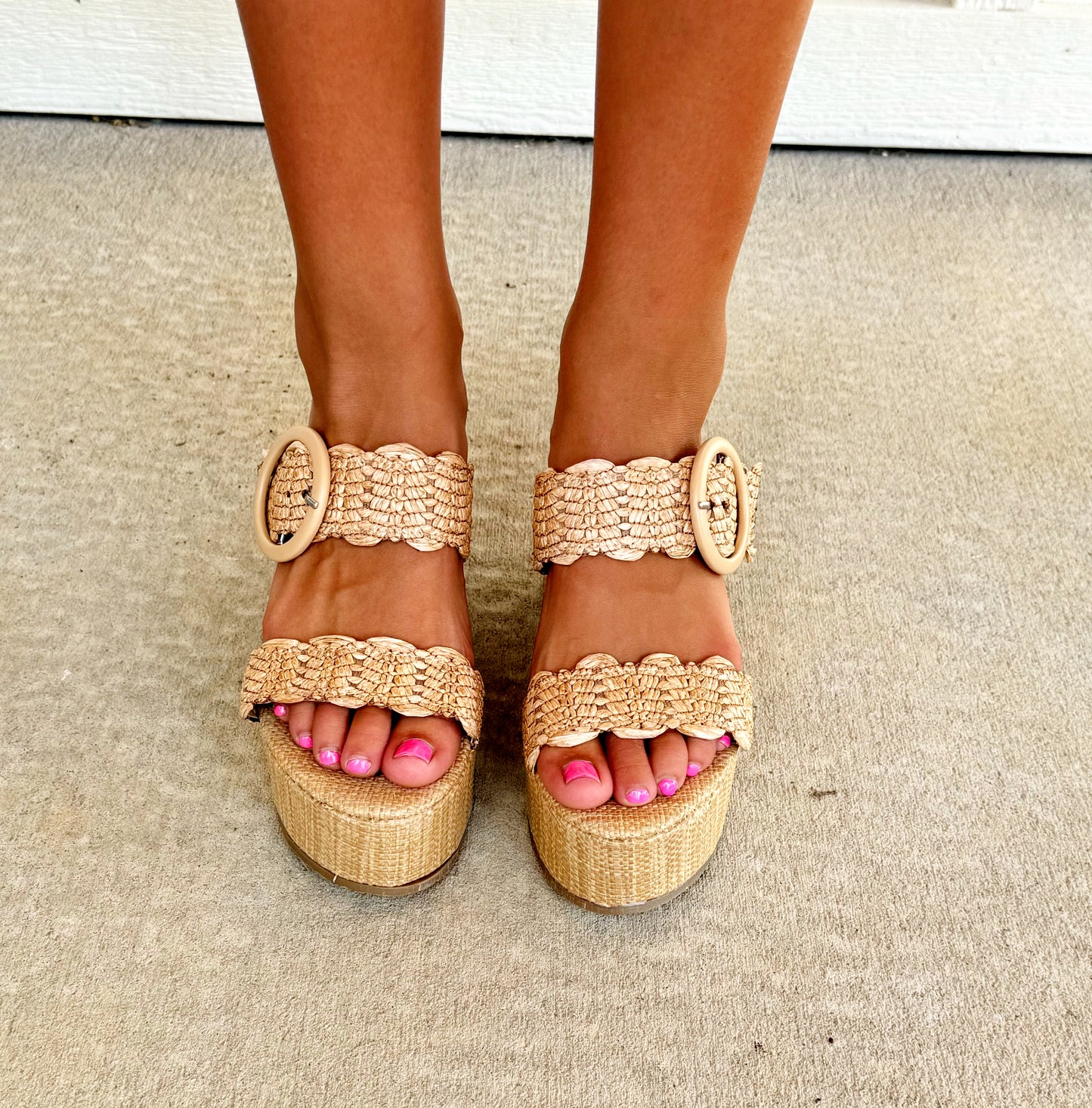 Tan Woven Double Band Wedge