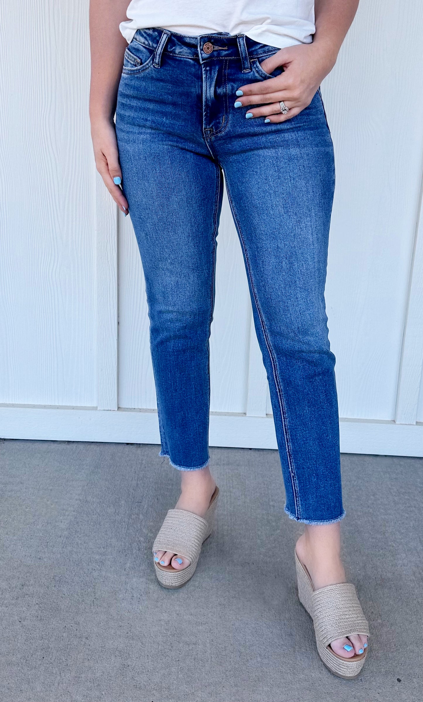 Mid Rise Straight Crop Jean